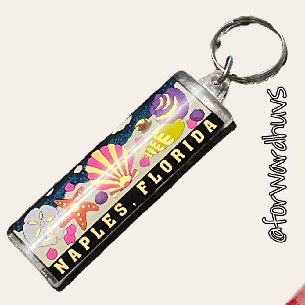 Bundle Sale 3 for $15 | Naples Florida Souvenir Keychain | Beach Scene